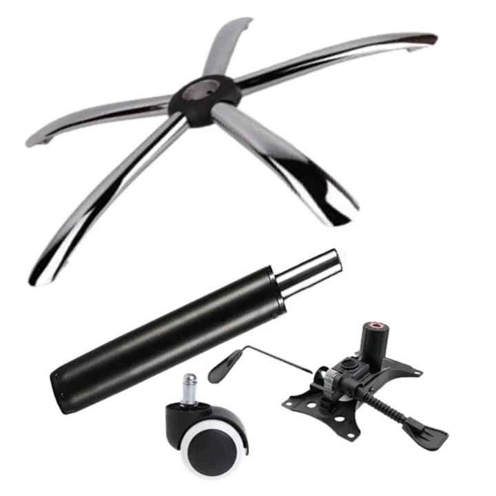 Set placuta balans metalica 25 x 15 cm, baza 60 cm, rola universala cauciuc si cilindru piston, gaz, pentru scaune birou, negru, 35 cm