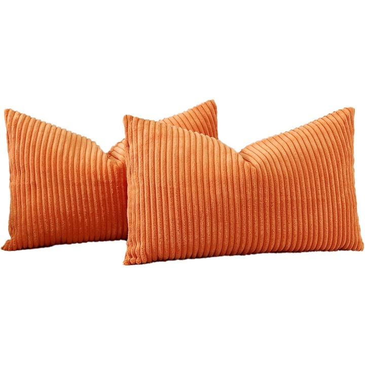Комплект от 2 калъфки за възглавници 40x60cm JOTOM текстура кадифе, невидим цип Меки декоративни калъфки за дома Декоративна възглавница Оранжев