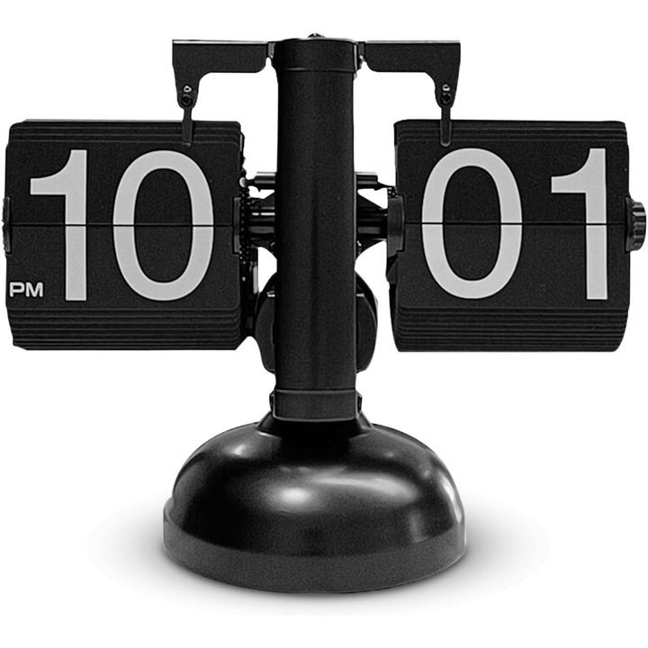 Ceas de perete, Ceas de perete cu balansare automata, Afisaj mare cu cifre arabe, Cronometru decorativ vintage, Retur automat, Ceas cu cadran vintage, Otel inoxidabil, negru, Mecanic De masa