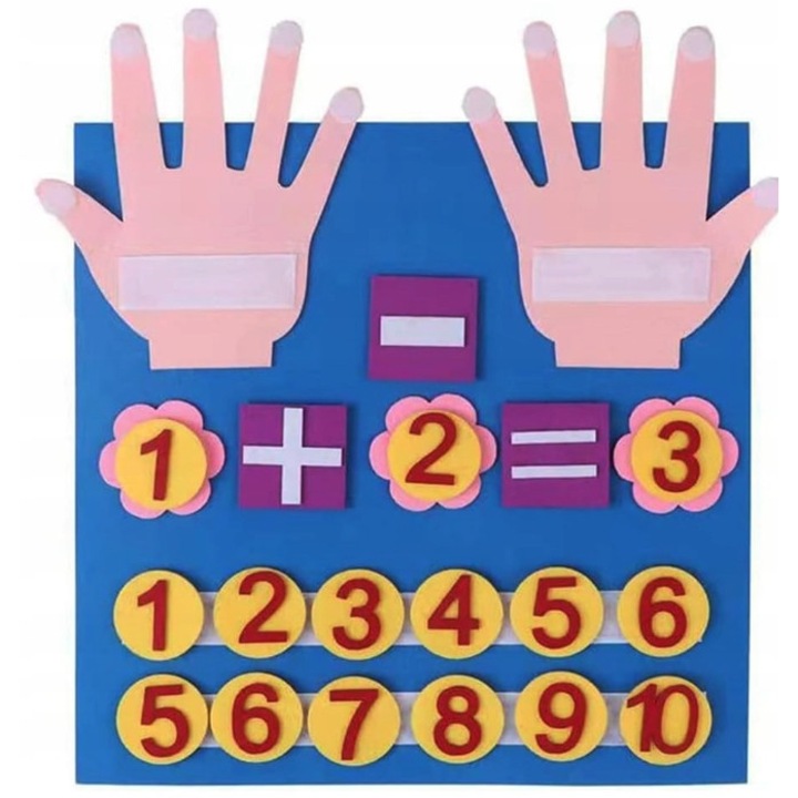 Oktatójáték, Montessori, számolás tanulására szolgáló tábla, 30 cm, 20 elem, műanyag, 1 és 5 éves gyermekek számára