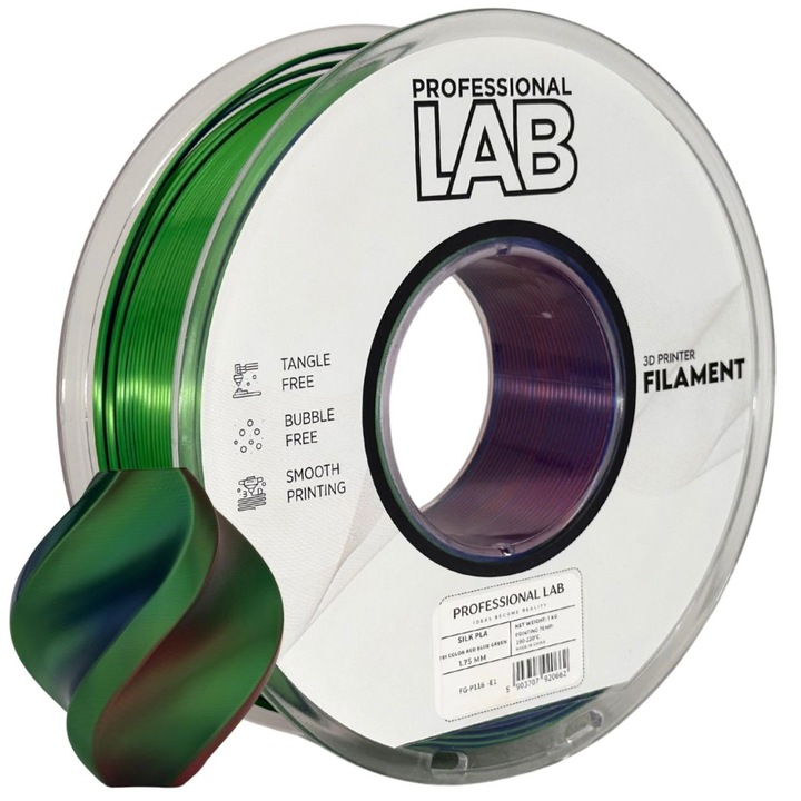 Filament Profesional LAB Silk PLA Tricolor Rosu Albastru Verde 1.75 mm 1 kg