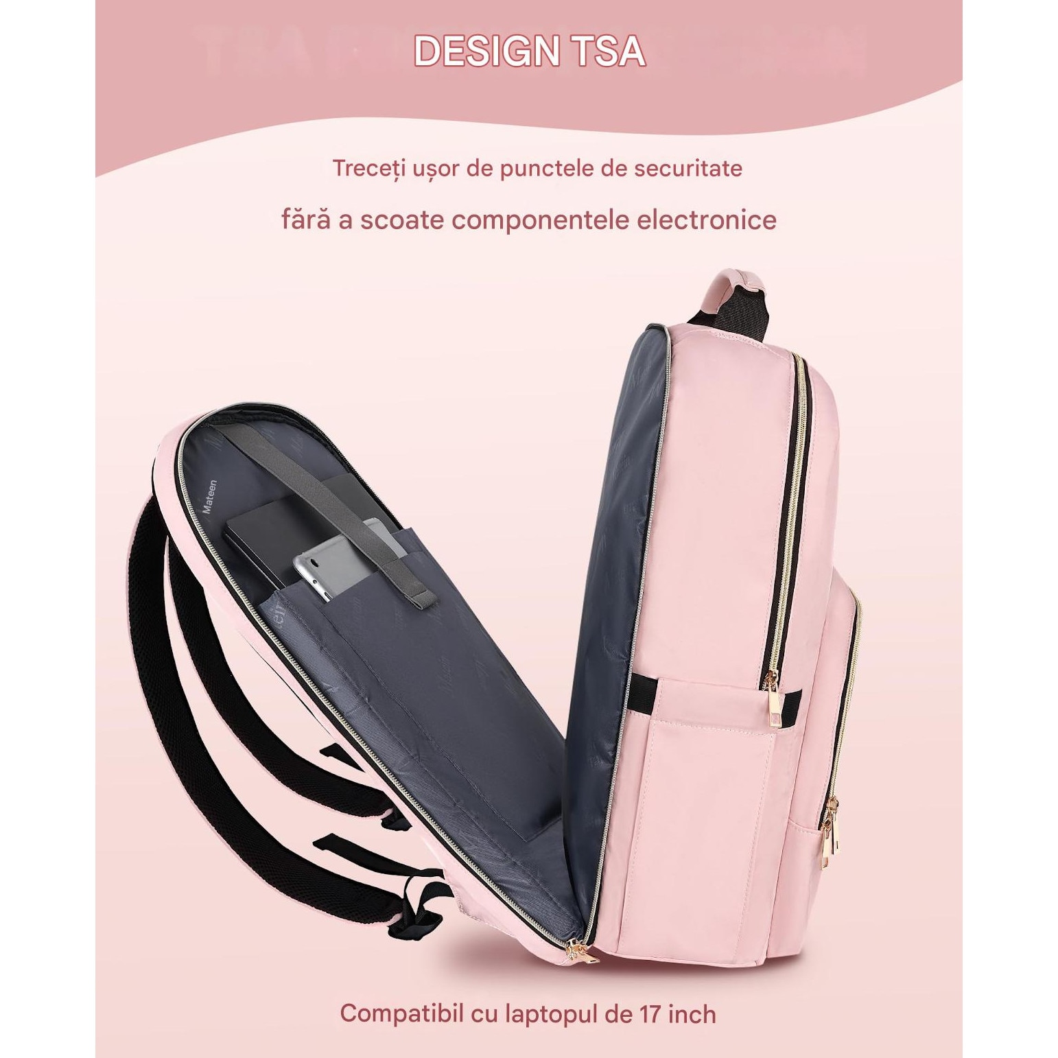 Geanta pentru laptop de 15.6 inch pentru femei Rucsacuri Matein 1367 Roz