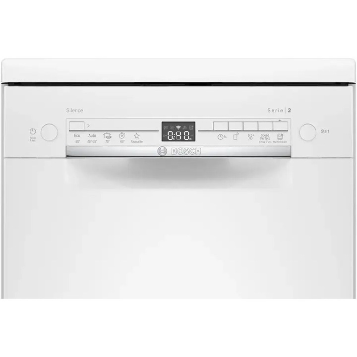Masina de spalat vase Bosch SPS2IKW10E, Eco 50 °C, Intensiv 70 °C, AquaStop, Home Connect, 5 programe, 48 dB, Clasa F, Alb