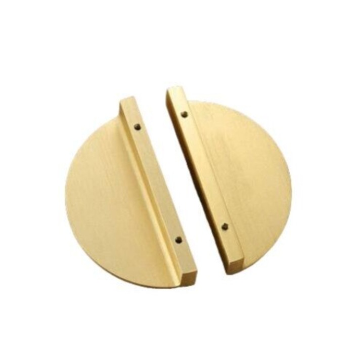 Set de 2 manere semirotunde pentru usi de mobilier, 92x48x23mm, Alama / Aur