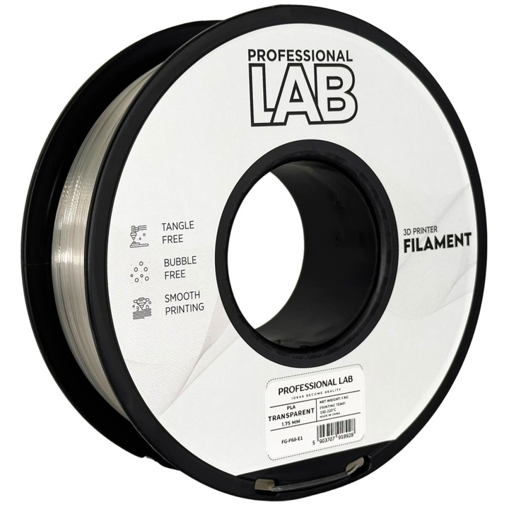 Filament PLA, Profesional LAB, Átlátszó, 1,75 mm, 1 kg