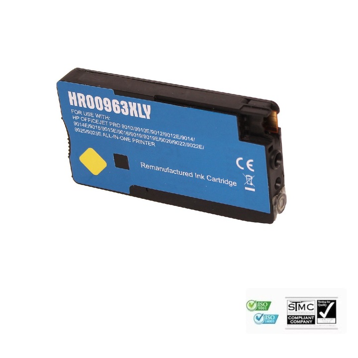 Kompatibilis 963XL tintapatron, 25,5 ml sárga, HP OFFICEJET PRO 9010, OFFICEJET PRO 9012, OFFICEJET PRO 9013, OFFICEJET PRO 9014, OFFICEJET PRO 9015, OFFICEJET PRO 9016, OFFICEJET PRO 9019, OFFICEJET PRO 9020 nyomtatókhoz