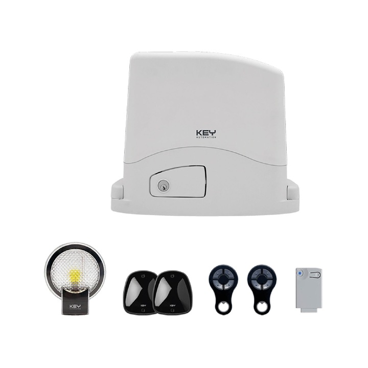 Kit automatizare porti culisante Midica KSC4224ES, cu telecomenzi si panou de control, lampa semnalizare si fotocelule, greutate poarta 400 kg