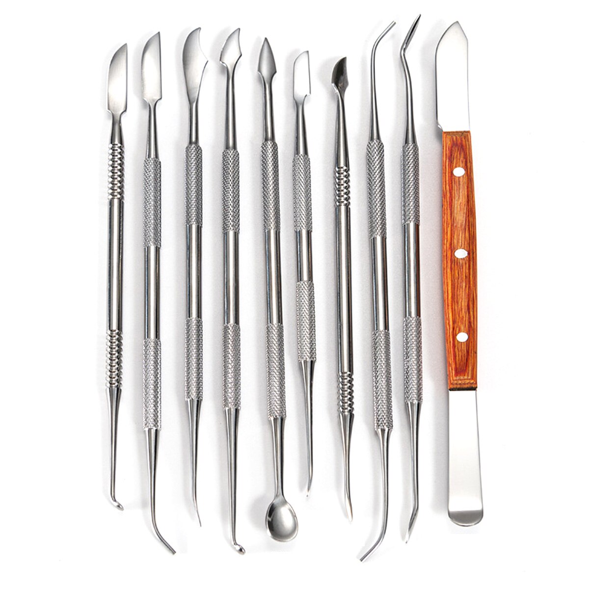 Set 10 unelte de sculptura din inox, instrumente de ceara dentara