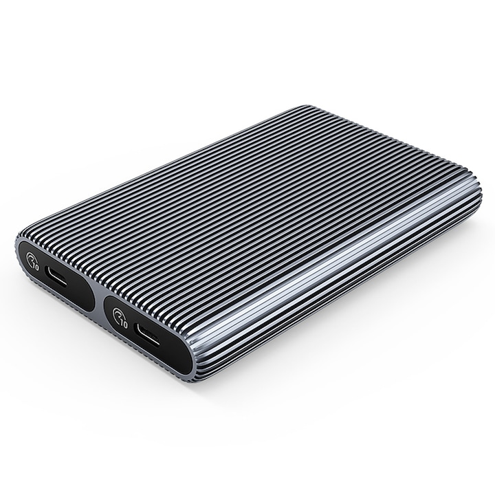Carcasa pentru doua SSD-uri M.2 NVMe Orico AM2C3-2N, USB-C 10Gb/s, gri, 112,5x75x17mm