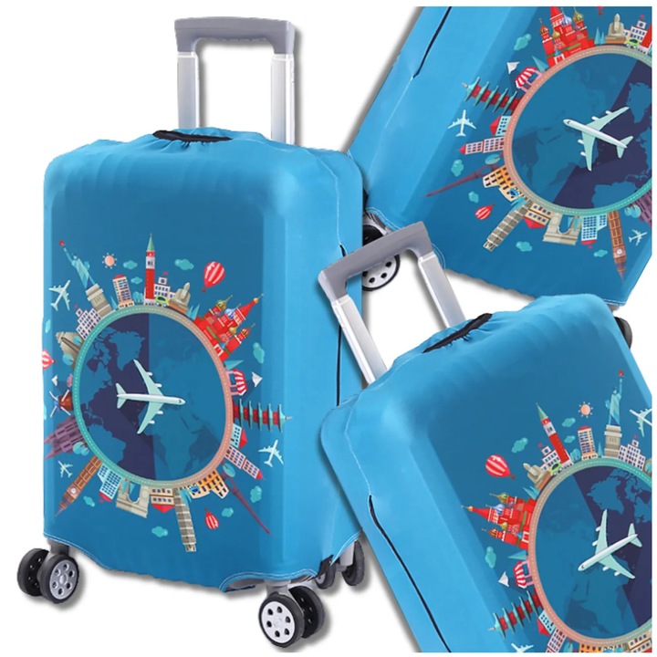 Husa elastica de protectie pentru valiza Edibazzar, 29 inci, poliester-nailon, multicolor