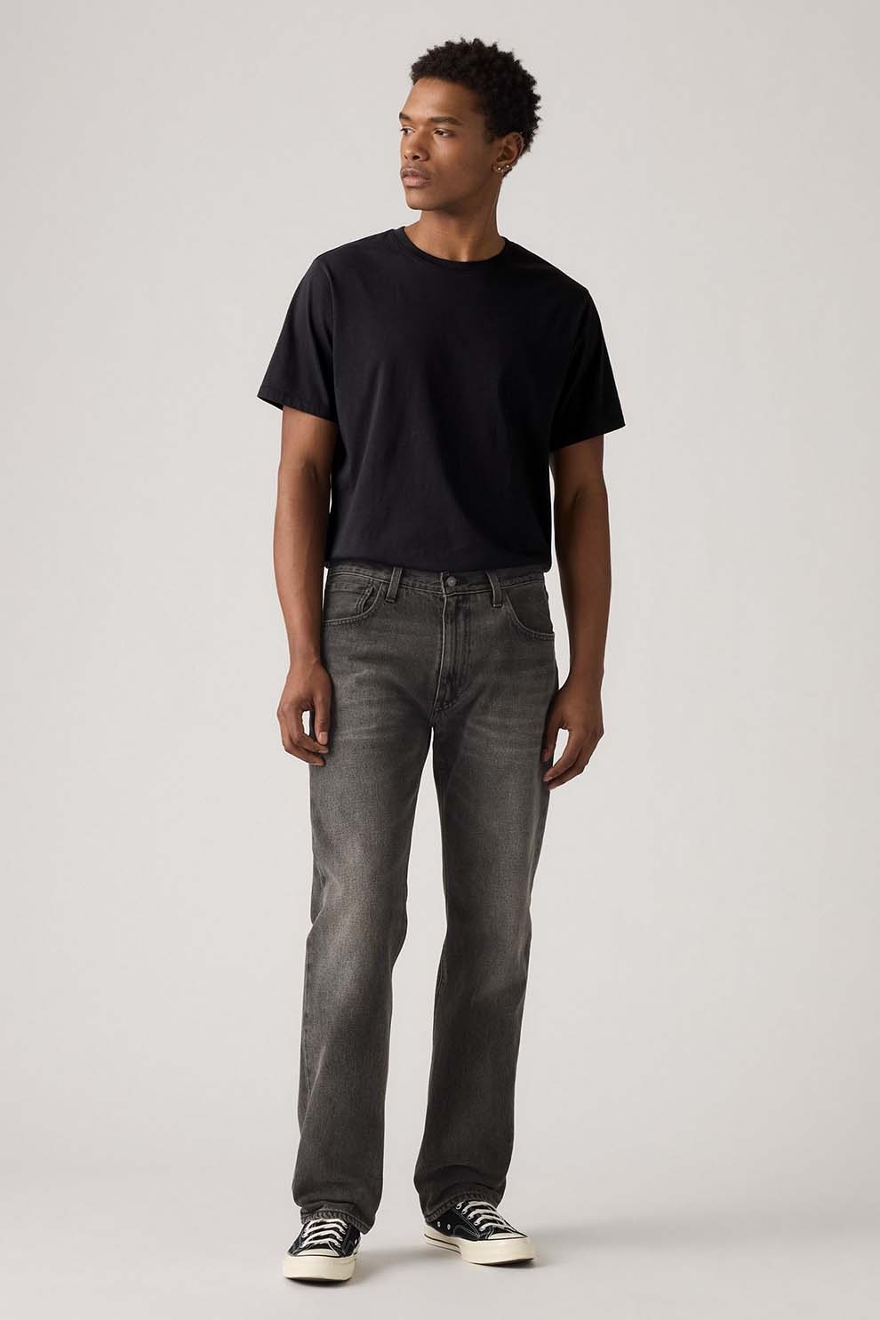 Levi's, Blugi relaxed fit cu croiala dreapta 555, Gri inchis melange, W32-L32