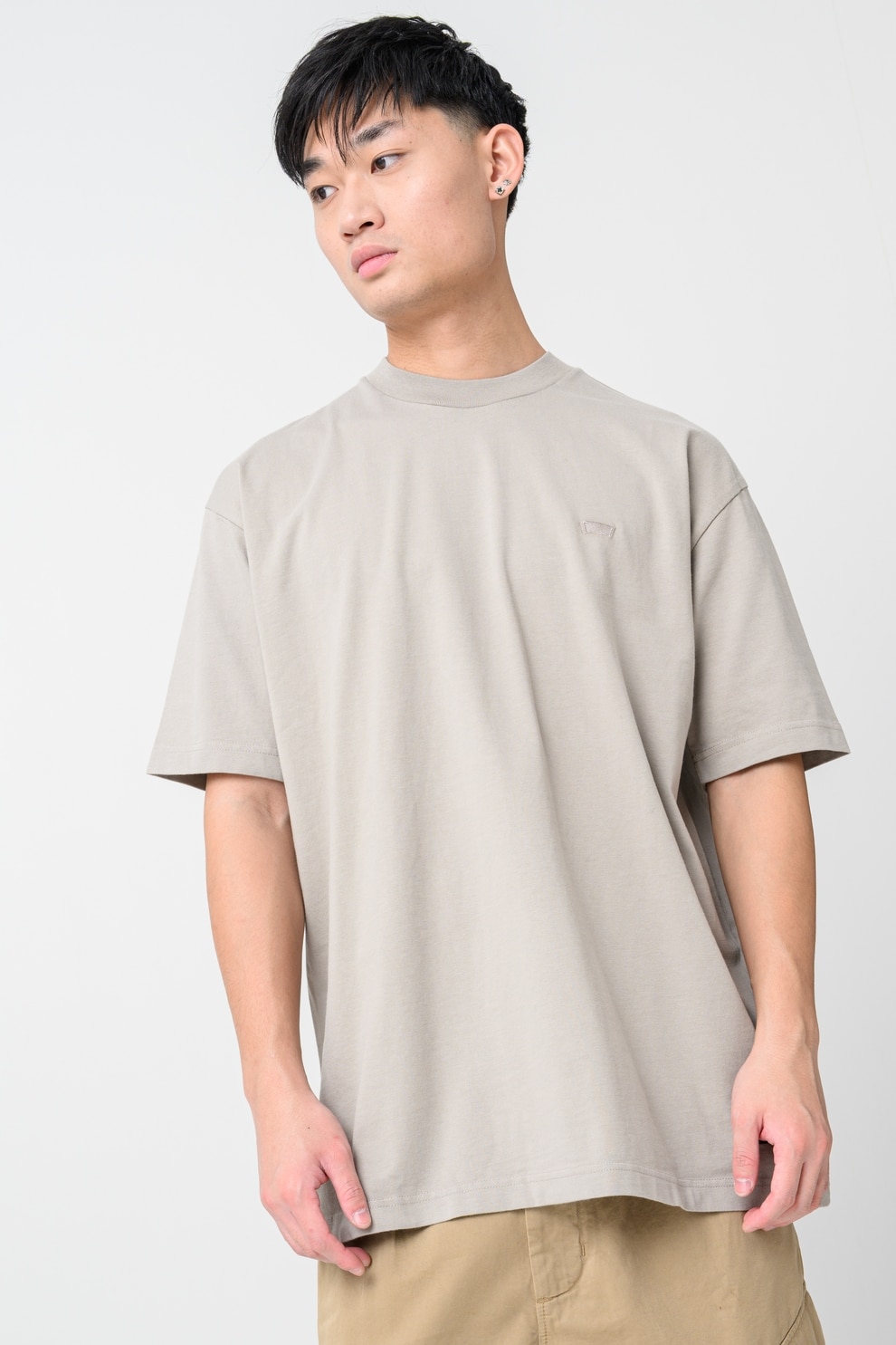 Levi's, Tricou din bumbac cu decolteu la baza gatului, Grej, M