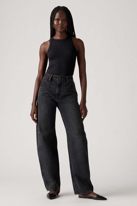 Levi's, Blugi crop cu croiala barrel, Negru stins