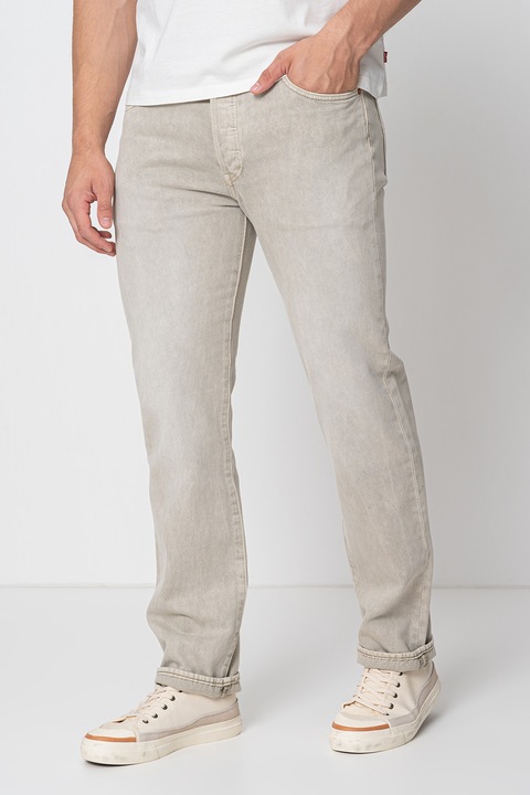 Levi's, Blugi cu nasturi 501® Original Fit, Gri deschis, W31-L32