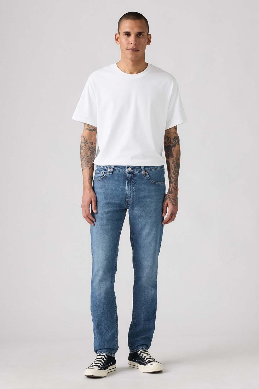 Levi's, Blugi slim fit cu talie medie 511™, Albastru melange, Albastru, W36-L32