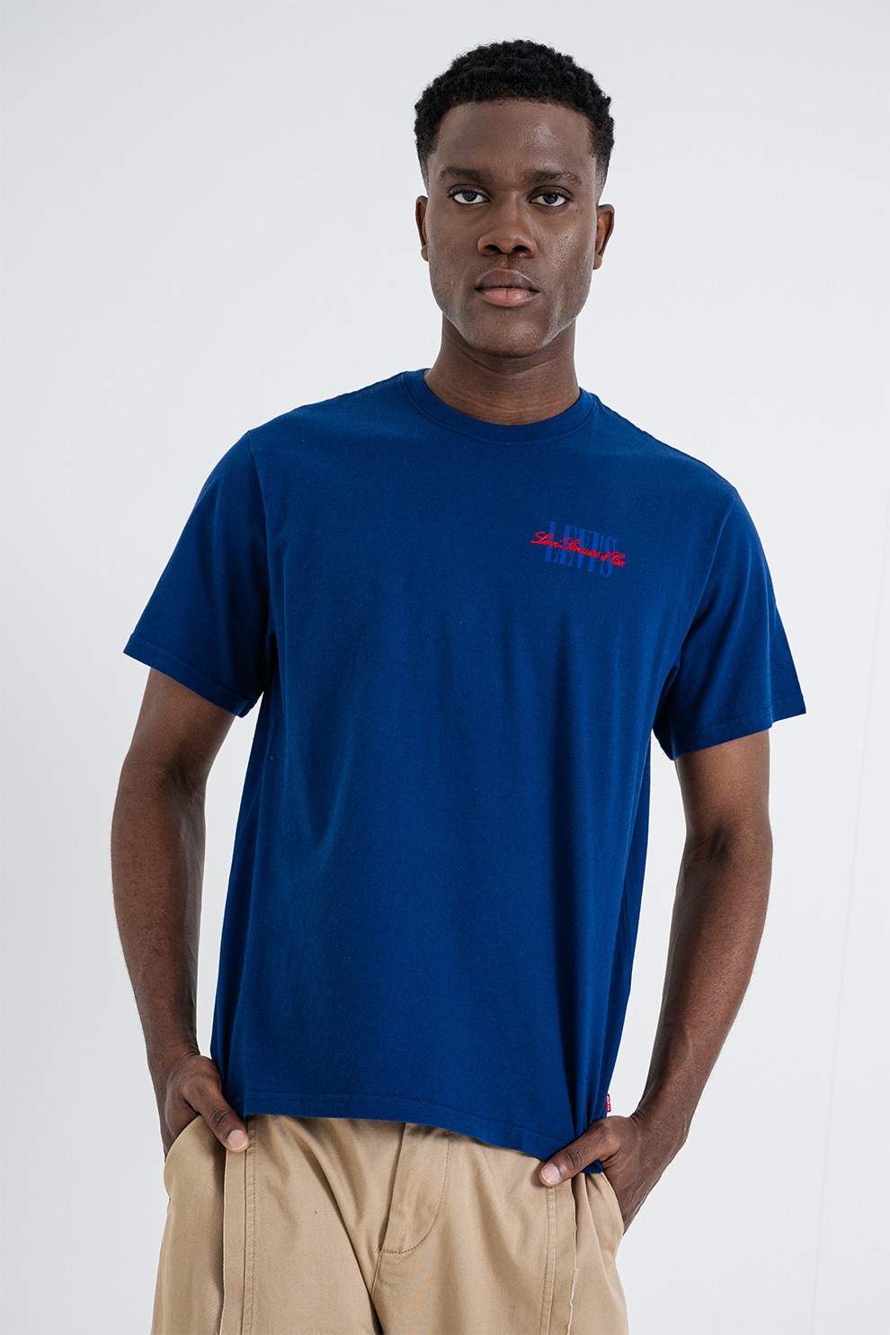 Levi's, Tricou lejer de bumbac, Albastru inchis, Albastru, XL