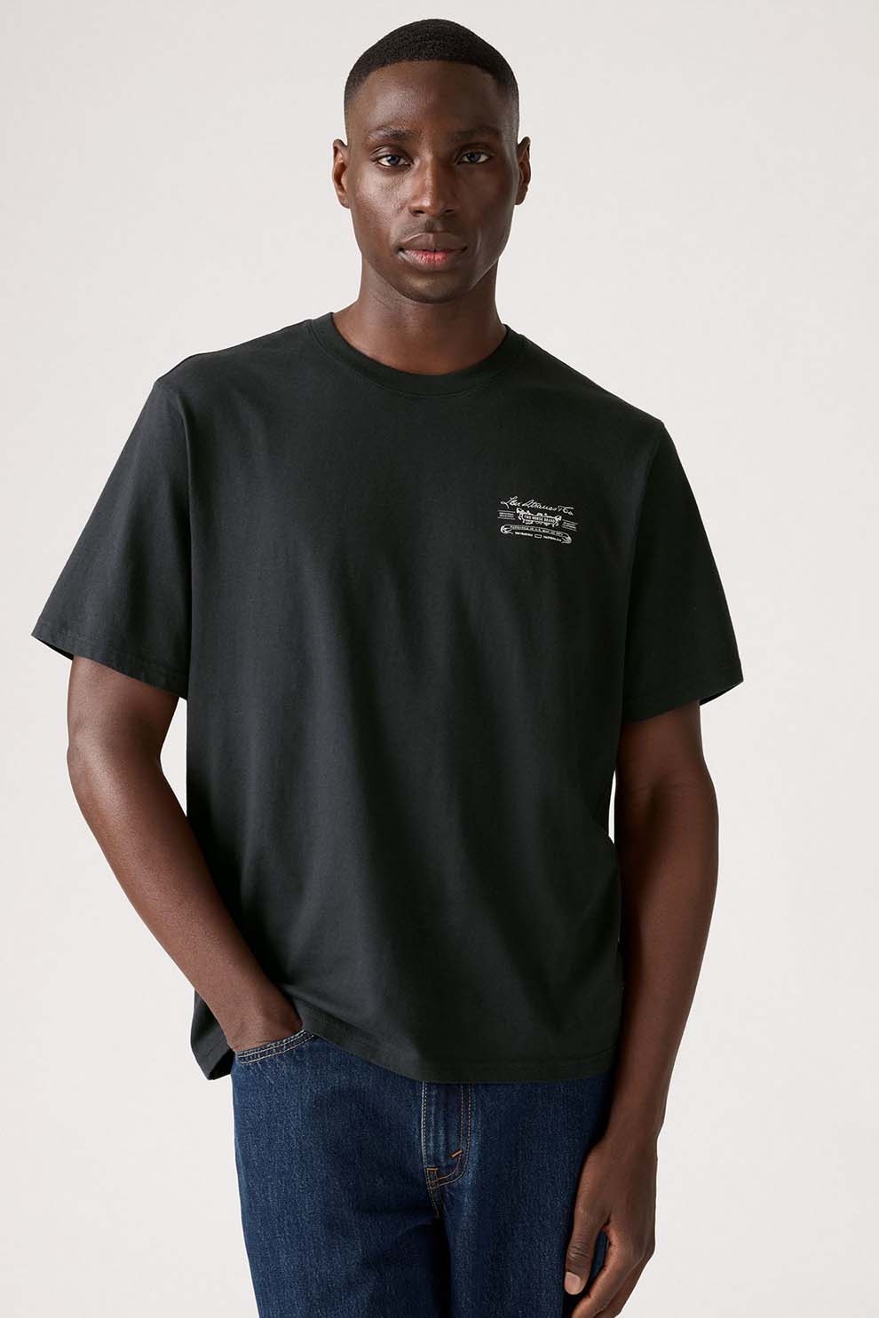 Levi's, Tricou lejer de bumbac, Alb, Gri antracit, S