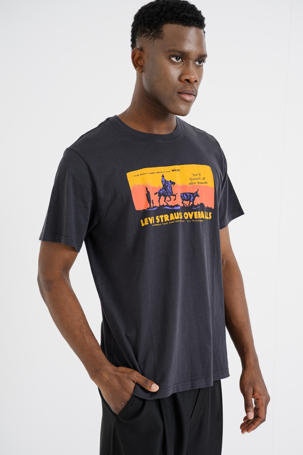 Levi's, Tricou lejer de bumbac, Violet, Galben sofran, Gri antracit, XL