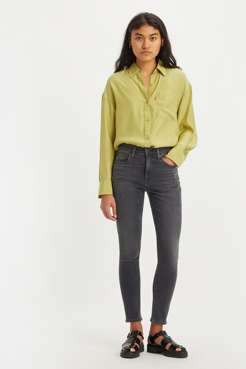 Levi's, Blugi skinny cu talie inalta 721®, Gri antracit, W30-L30