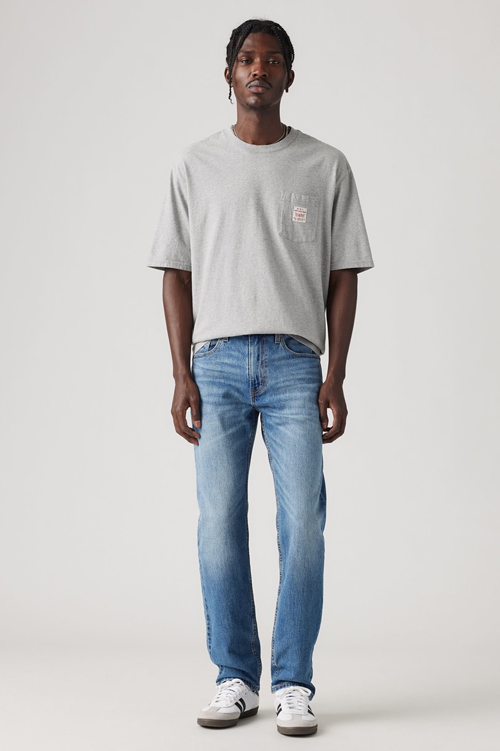 Levi's, Blugi conici 502™, Albastru inchis, Coral, Bej deschis, W36-L32