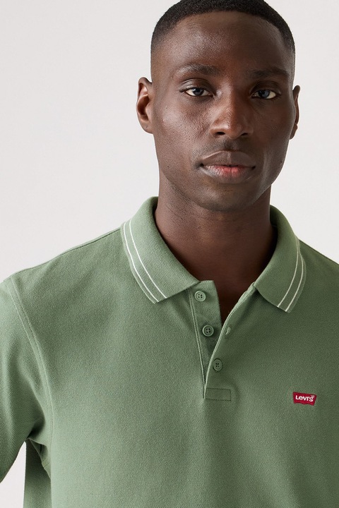 Levi's, Housemark galléros csíkos póló, Halványzöld