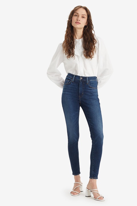 Levi's, Blugi super skinny cu talie inalta 720™, Albastru inchis/Rosu inchis/Caramel