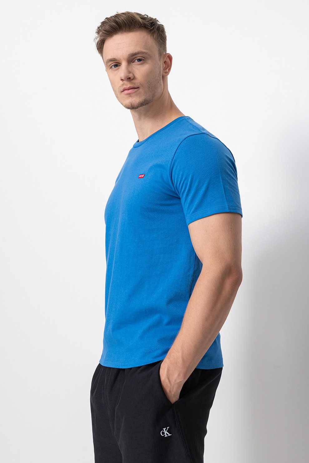 Levi's, Tricou cu decolteu rotund, Albastru royal, Alb murdar, Albastru, XL