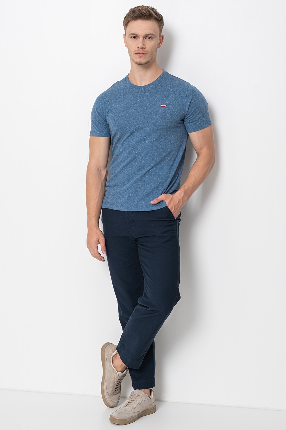 Levi's, Tricou cu decolteu rotund, Petrol, L