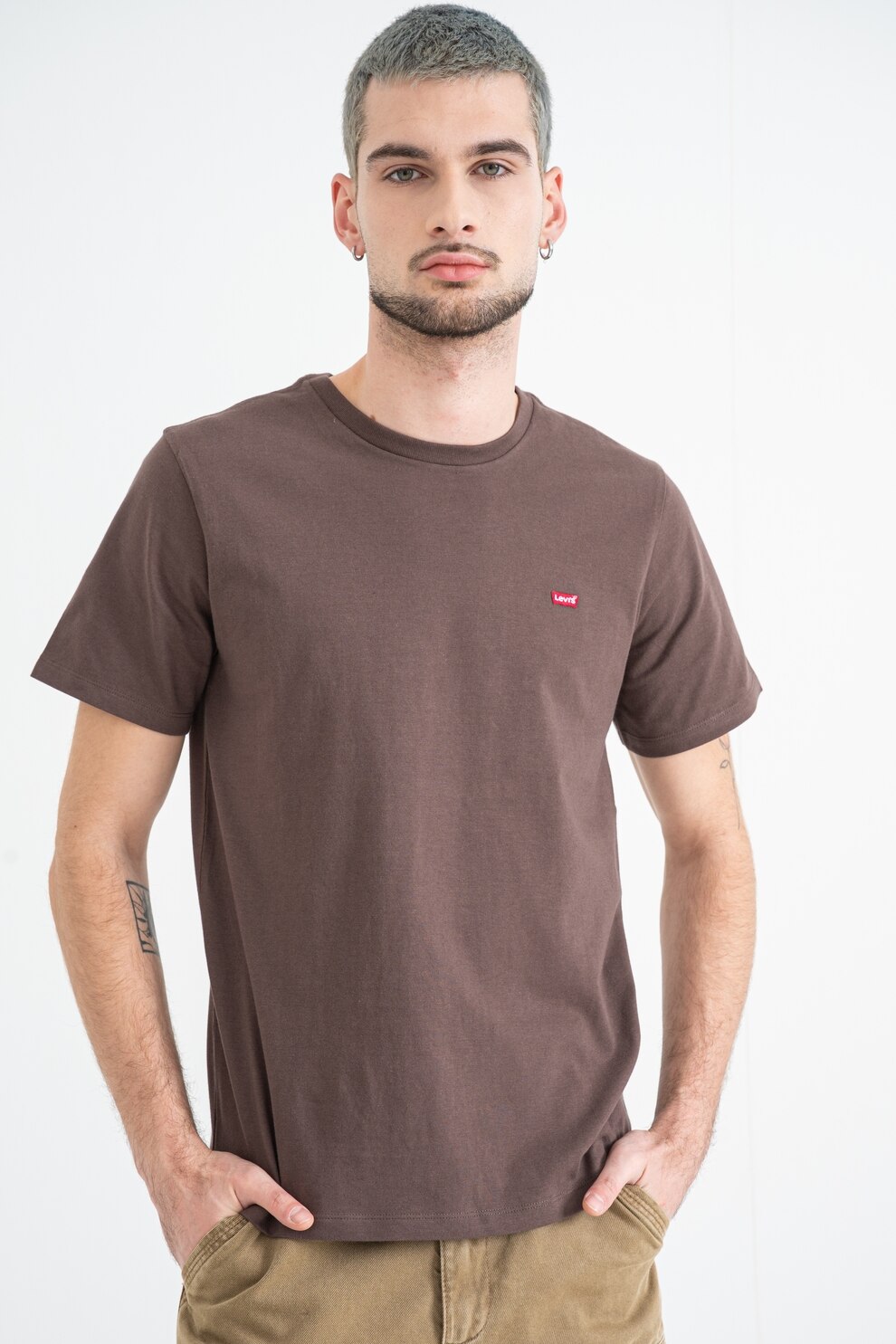 Levi's, Tricou cu decolteu rotund, Maro fango, S