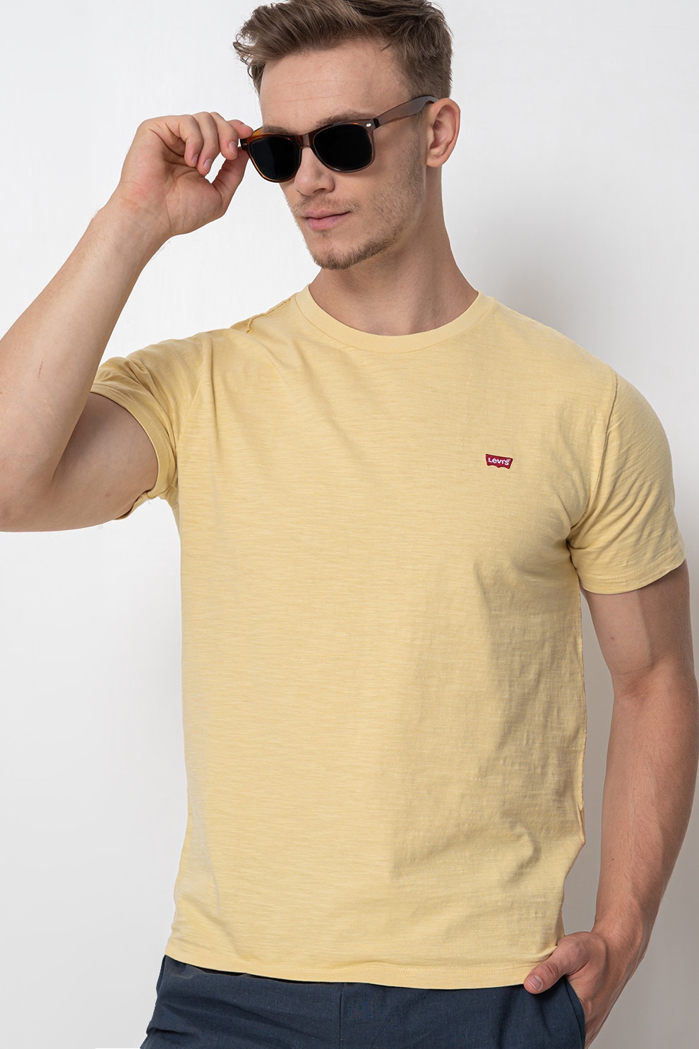 Levi's, Tricou cu decolteu rotund, Galben deschis, M