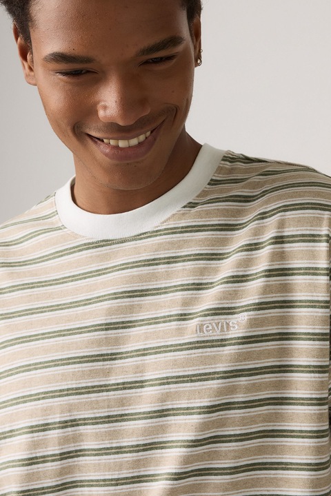 Levi's, Red Tab™ bő fazonú pamutpóló, Páfrányzöld/Világosbézs