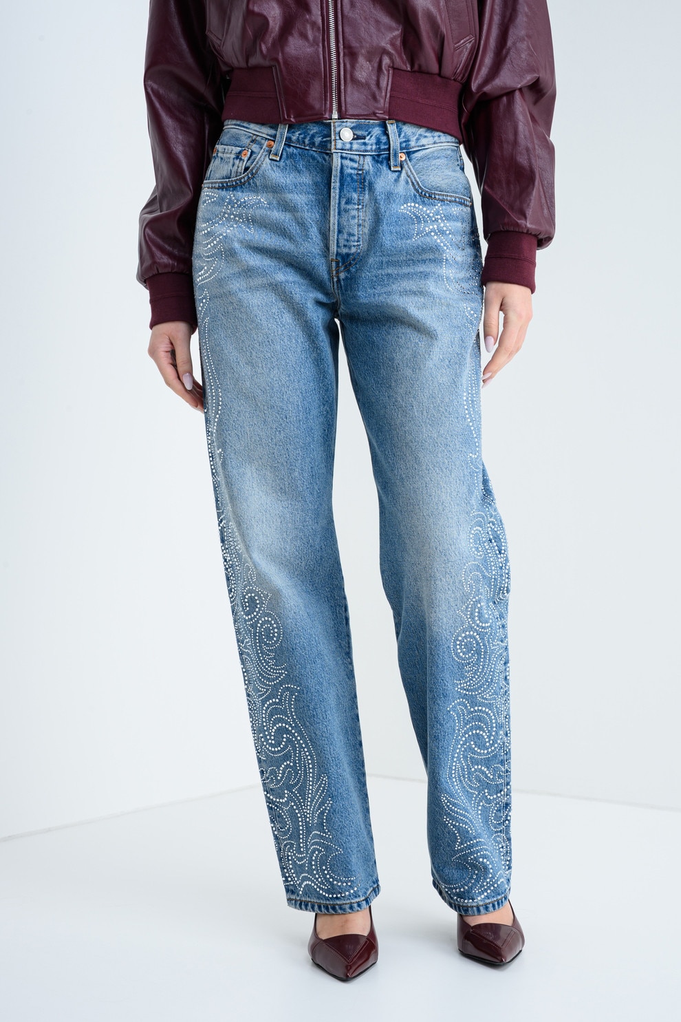 Levi's, Blugi drepti cu strasuri 501® '90s, Albastru deschis