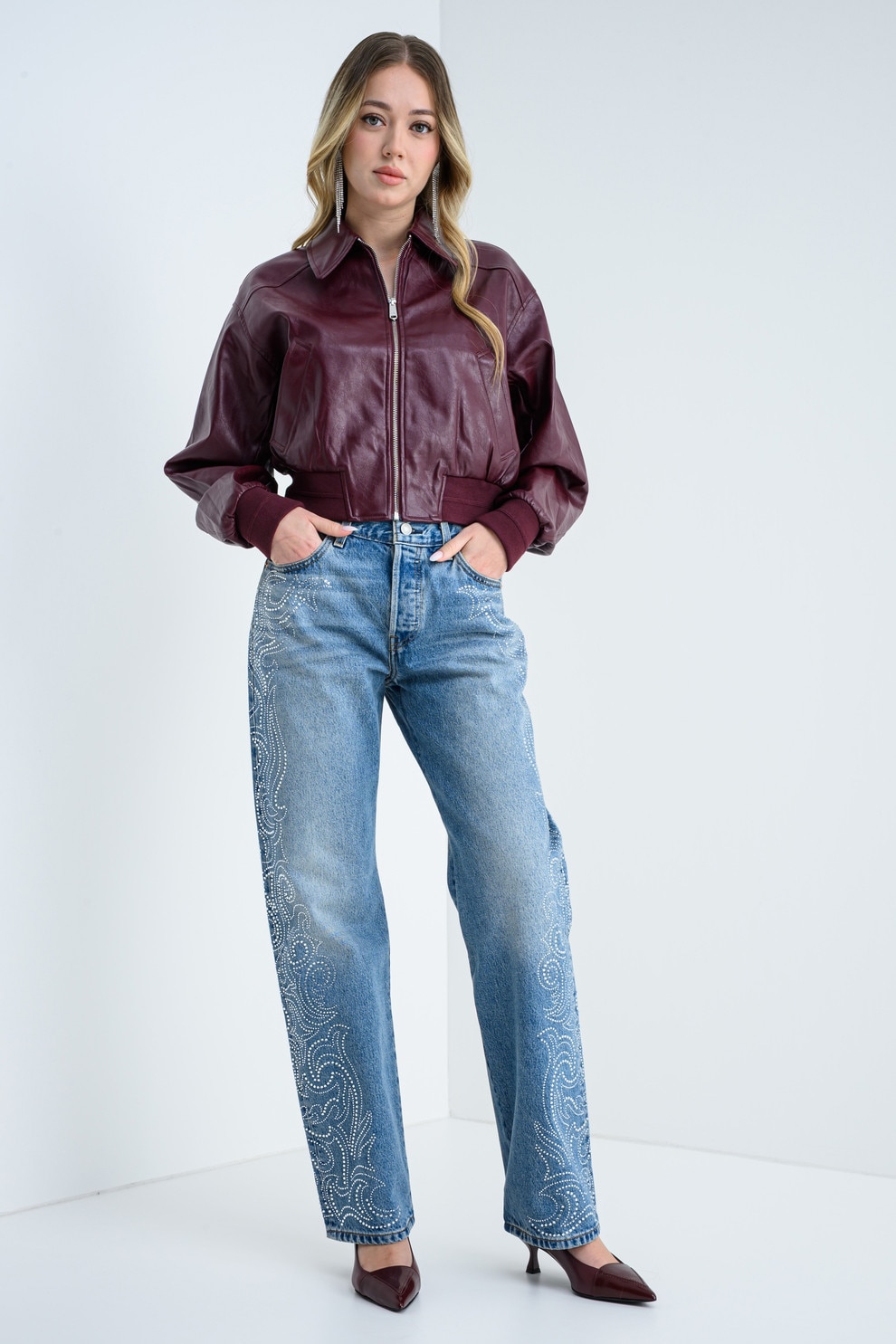 Levi's, Blugi drepti cu strasuri 501® '90s, Albastru deschis