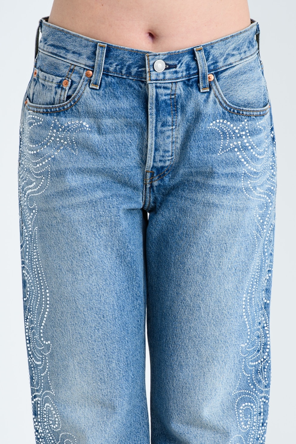 Levi's, Blugi drepti cu strasuri 501® '90s, Albastru deschis