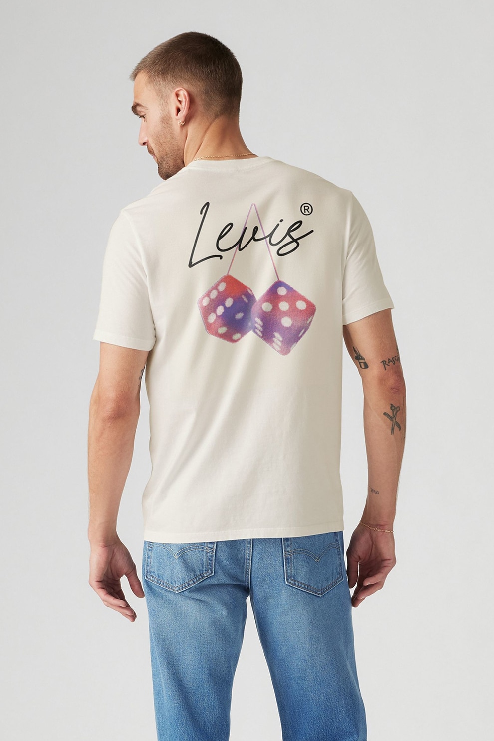 Levi's, Tricou cu imprimeu logo, Violet, Roz aprins, Alb murdar, S