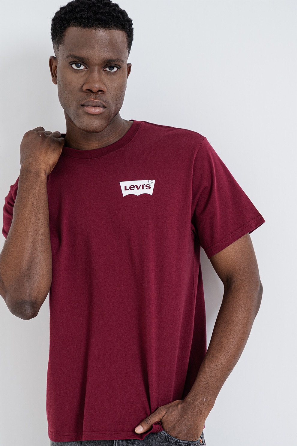 Levi's, Tricou cu imprimeu logo, Rosu inchis, S