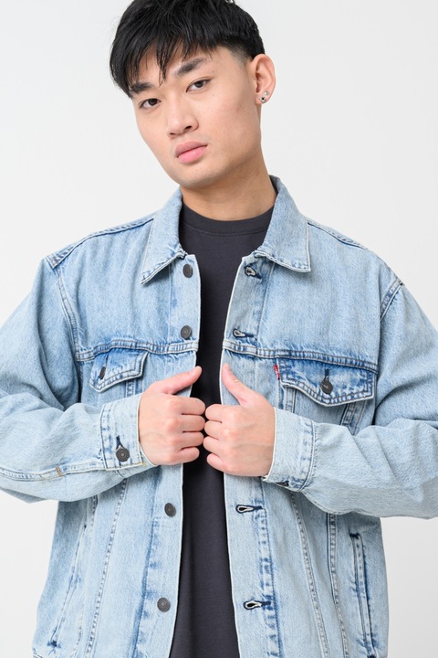Levi's, Jacheta relaxed fit din denim cu buzunare cu clapa pe piept, Albastru deschis