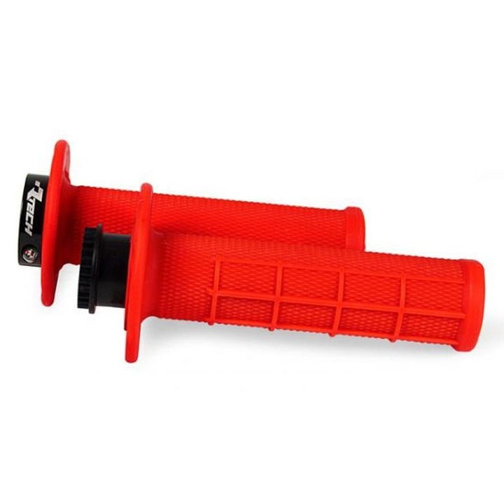 RACETECH (RTECH) R20 БЛОК-ОН ДРЪЖКИ (22+25MM) НЕОНОВО ЧЕРВЕНИ (ПОЛОВИНА ВАФЛА) + 8 РОЛКОВИ АДАПТЕРА