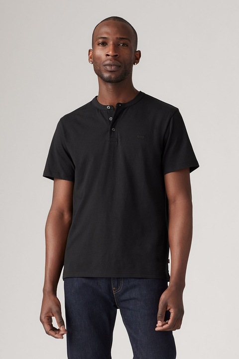 Levi's, Pamutpóló gombos rövid hasítékkal, Fekete