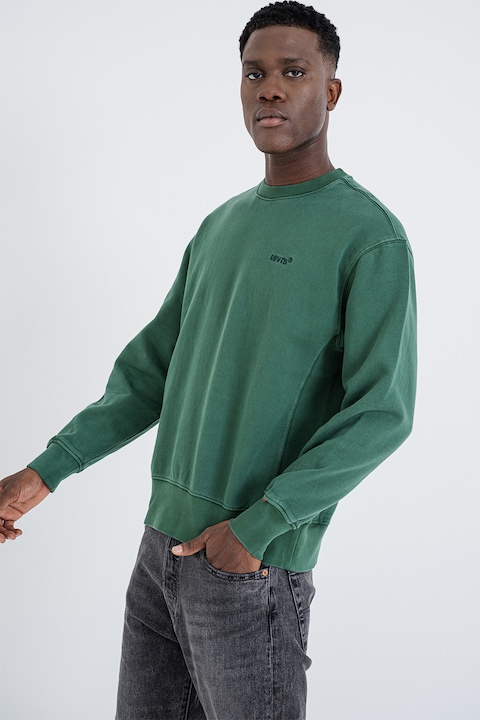 Levi's, Bluza de trening din amestec de bumbac, Verde feriga