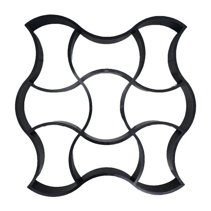 Matrita pavaj din beton NEXTLY, forma reutilizabila pentru turnat ciment pentru gradina/alei/trotuare, plastic durabil, 49x49x4.3cm, 21-11 negru