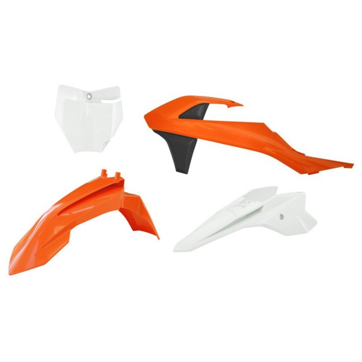 RACETECH (RTECH) 2024/12 SET PLASTIC KTM SX 50 '16-'23, SX-E 3-5 '20-'24 CULOARE PORTOCALIU/ALB/NEGRU
