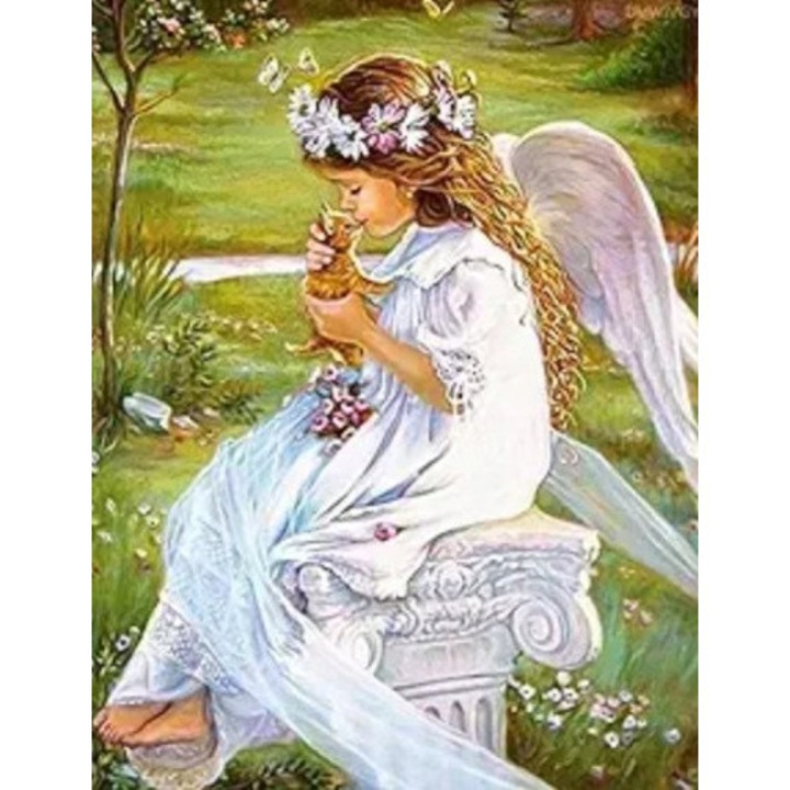 Mozaic de diamant Inger mic cu pisica rosie 30x40cm Norimpex