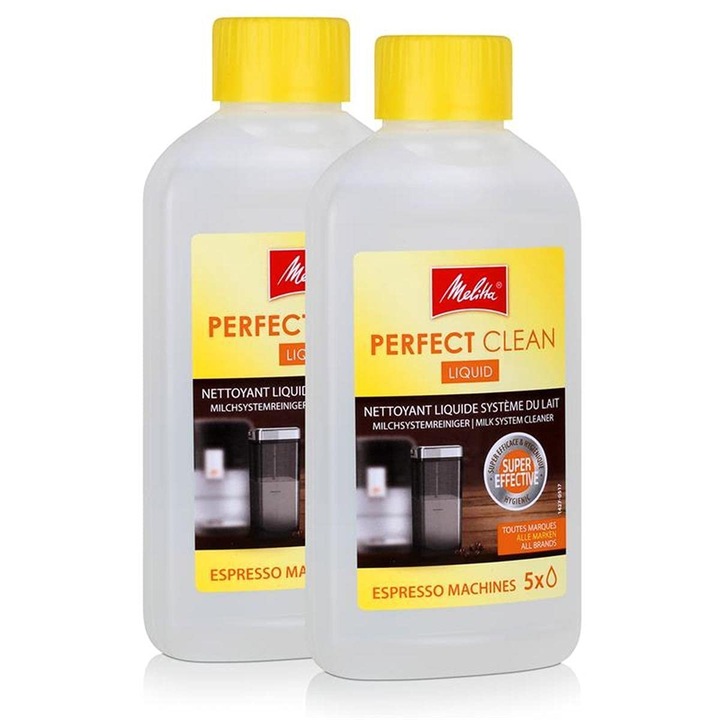 2 X Melitta 202034 Perfect Clean Solutie De Curatare Pentru Sistemul De Lapte Al Espressorului 250 Ml