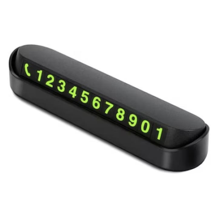 Suport auto parbriz cu afisaj numar de telefon, 13.5 cm, vizibil zi si noapte, negru
