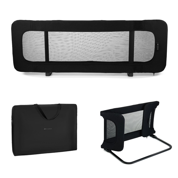 Bariera de pat KinderKraft Guard&Dream, 120cm, neagra, pentru siguranta copiilor