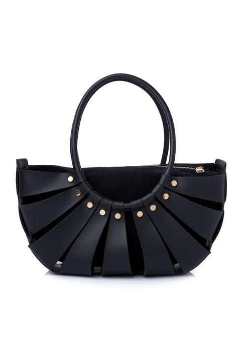 Okoborbol keszult Lucky Bees taska, Fekete, 18x35x15