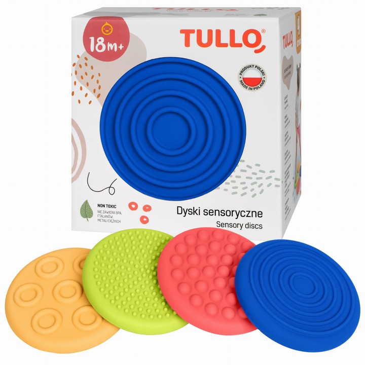 Set 4 discuri senzoriale Tullo, diverse texturi, 20 cm, pentru exercitii de echilibru si corectarea posturii