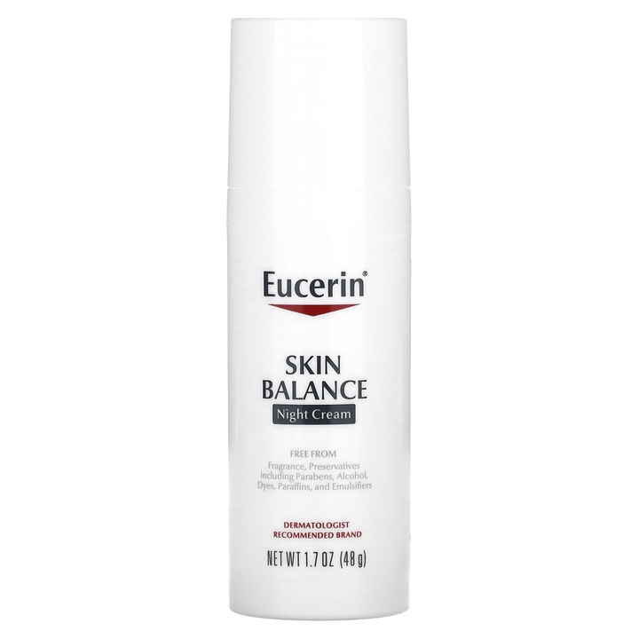 Нощен крем за лице, Eucerin, Skin Balance, 48 г, за всички типове кожа, без аромат