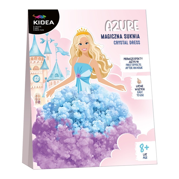 Set creativ Kidea, rochie magica prin cristalizare, 21x17x2cm, albastru